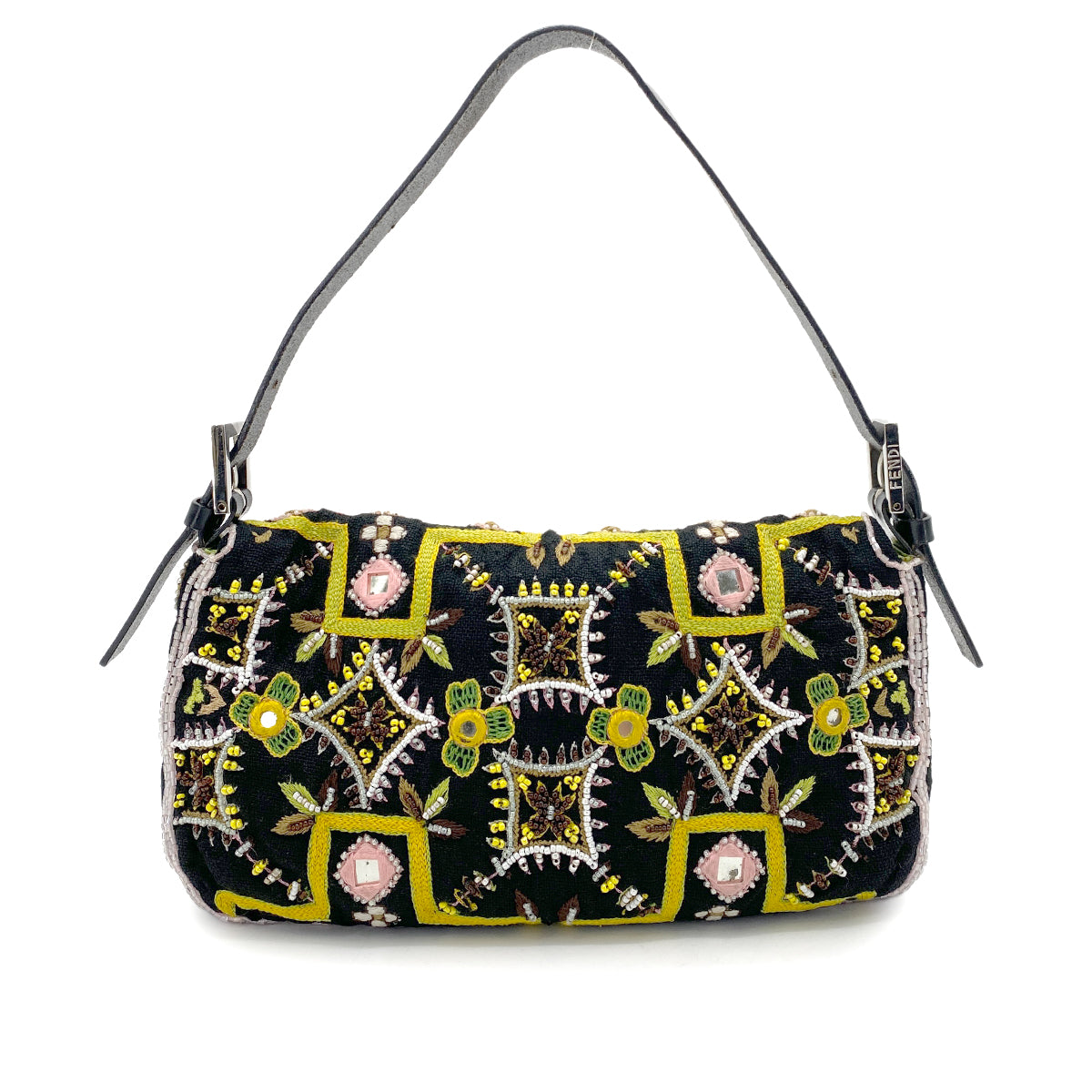 FENDI MAMMA BAGUETTE BEADS CANVAS SHOULDER BAG MULTICOLOR 90258068