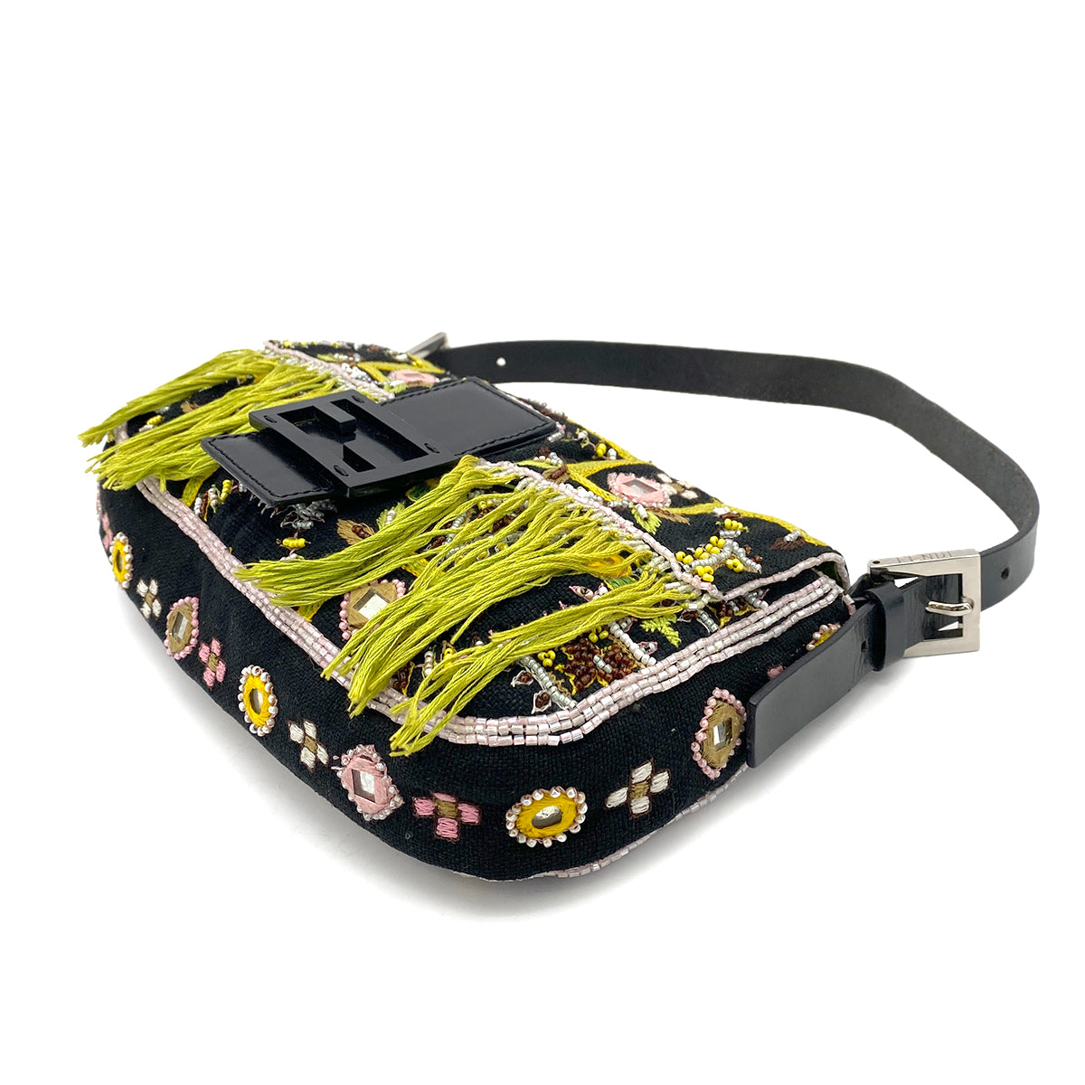 FENDI MAMMA BAGUETTE BEADS CANVAS SHOULDER BAG MULTICOLOR 90258068