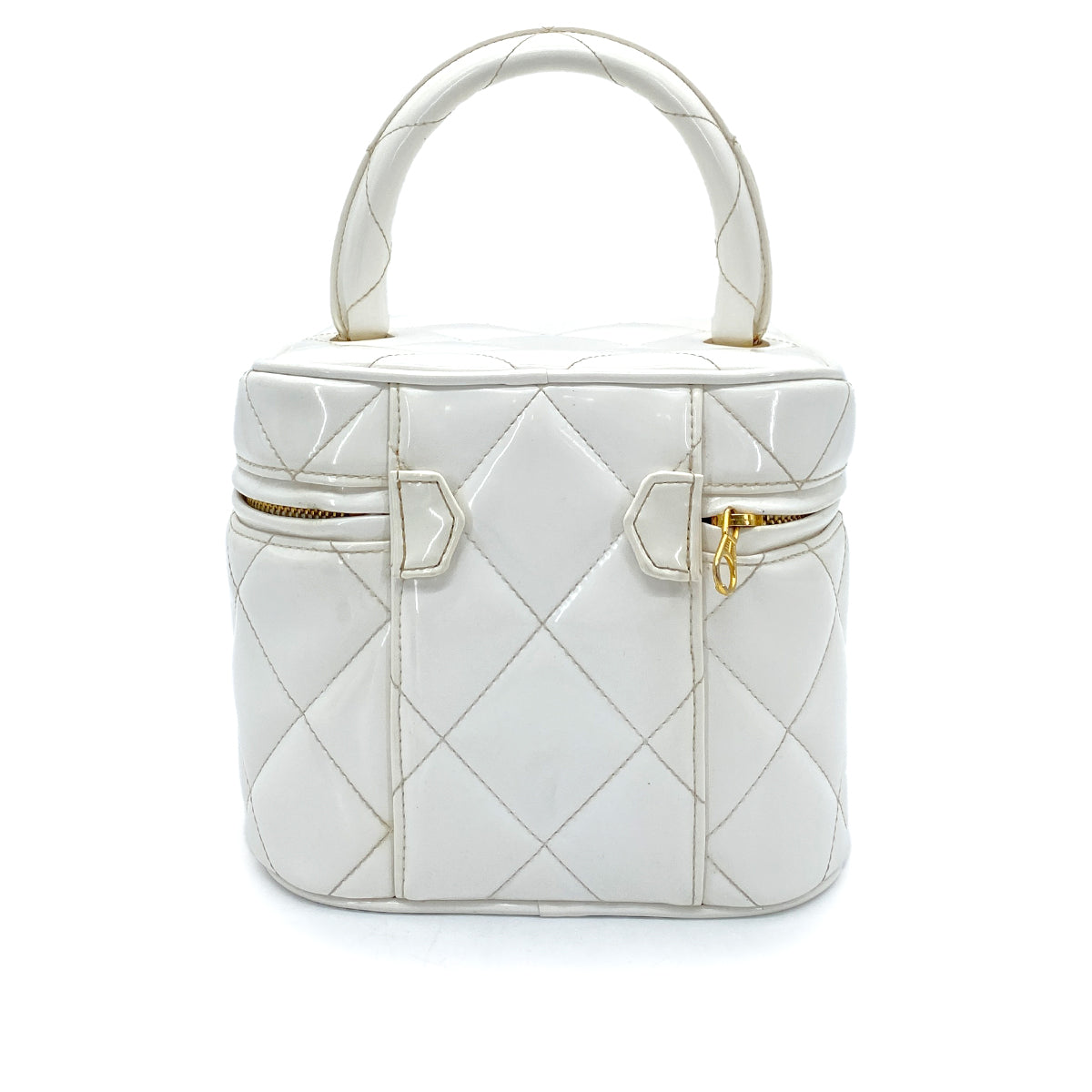 CHANEL VINTAGE VANITY HEART MIRROR HAND BAG WHITE ENAMEL 90258080