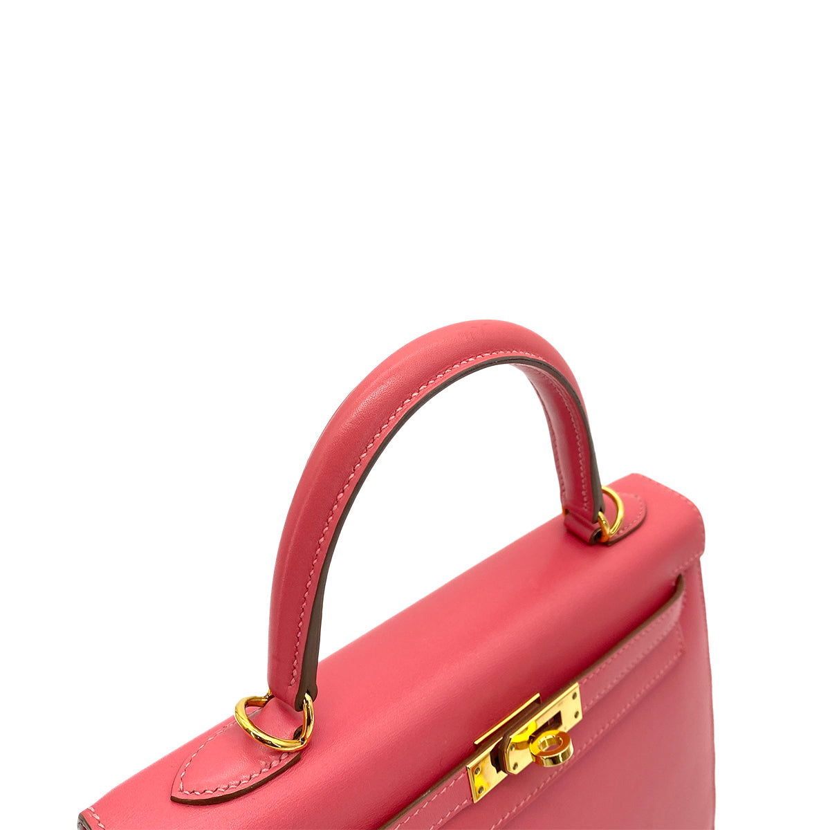 HERMES KELLY 25 SELLIER ROSE AZALEE BOX CALF HAND SHOULDER BAG GHW A 90258089