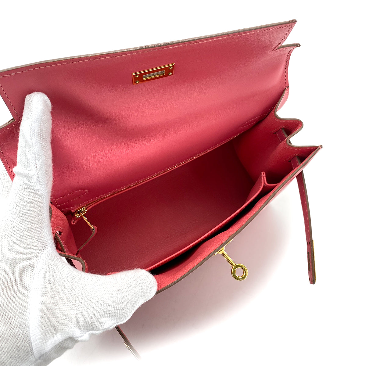 HERMES KELLY 25 SELLIER ROSE AZALEE BOX CALF HAND SHOULDER BAG GHW A 90258089