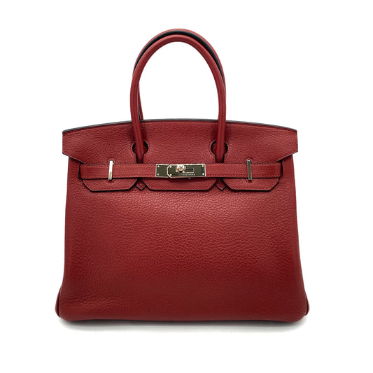 HERMES BIRKIN 30 ROUGE H TAURILLON CLEMENCE HAND BAG □J SHW 90258096