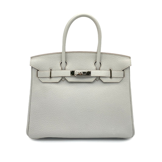 HERMES BIRKIN 30 GRIS PERLE FJORD HAND BAG □Q SHW 90258097