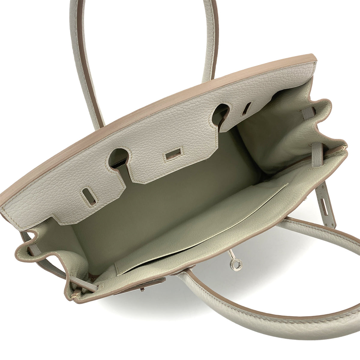 HERMES BIRKIN 30 GRIS PERLE FJORD HAND BAG □Q SHW 90258097