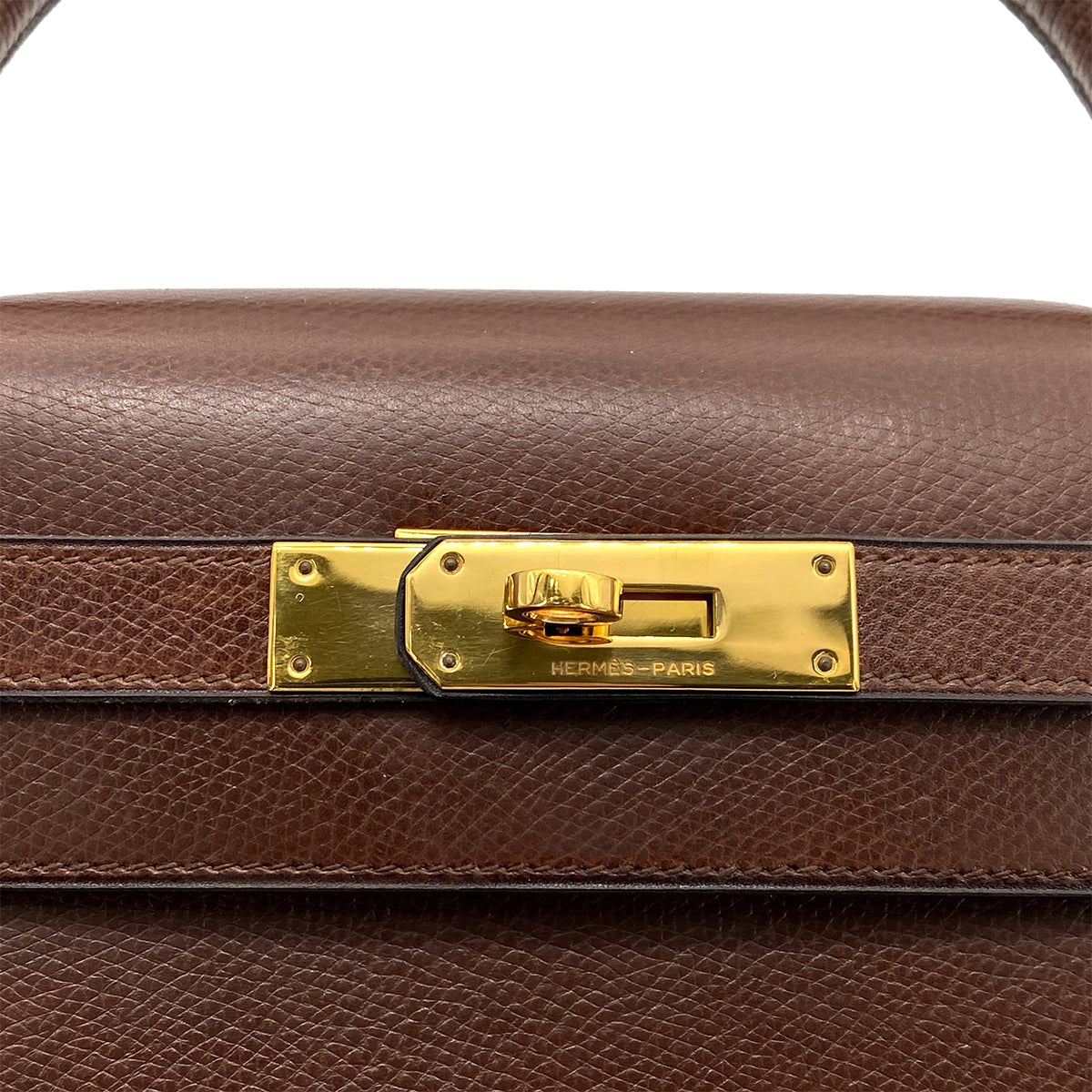 HERMES KELLY 28 SELLIER BROWN LISSE HAND BAG 〇J GHW 90258098