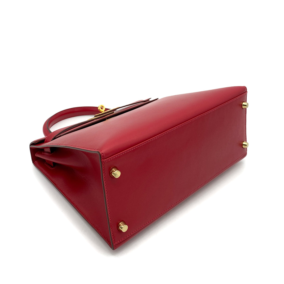 HERMES KELLY 28 SELLIER ROUGE VIF VEAU TADELAKT HAND SHOULDER BAG A GHW 90258099