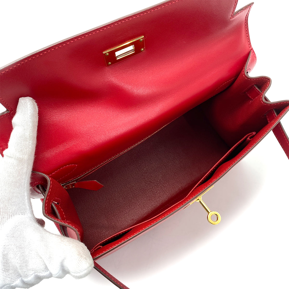HERMES KELLY 28 SELLIER ROUGE VIF VEAU TADELAKT HAND SHOULDER BAG A GHW 90258099
