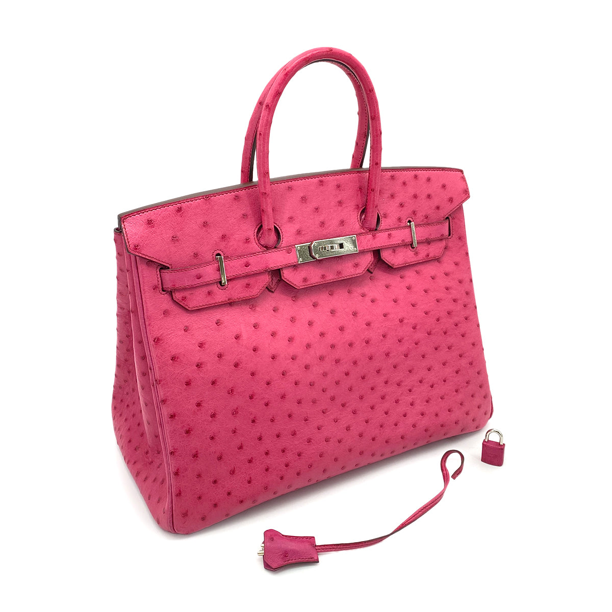 HERMES BIRKIN 35 FUCHSIA OSTRICH HAND BAG □I SHW 90258104