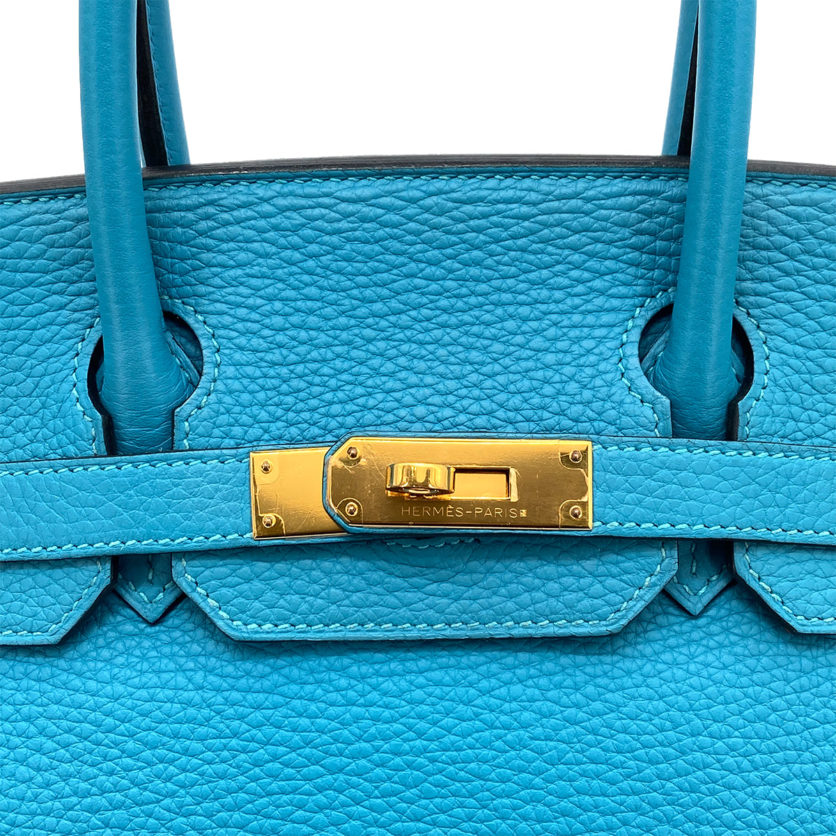 HERMES BIRKIN 30 TURQUOISE TAURILLON CLEMENCE HAND BAG □R GHW 90258105