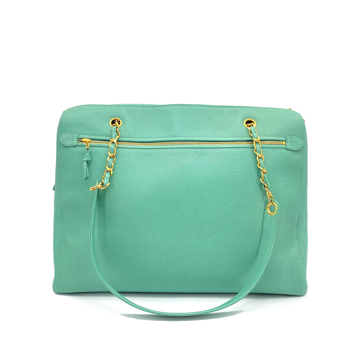 CHANEL VINTAGE CHEVRON BIG COCO CHAIN SHOULDER BAG GREEN  CAVIAR 90258110