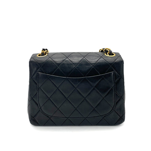 CHANEL VINTAGE MINI SQUARE 17 CHAIN SHOULDER BAG BLACK LAMB SKIN 90258114 - PURPOSE