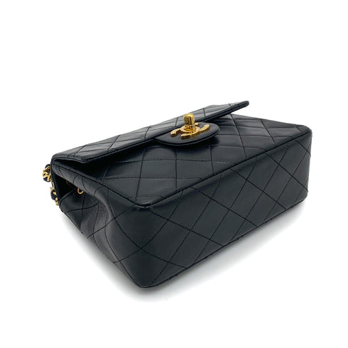 CHANEL VINTAGE MINI SQUARE 17 CHAIN SHOULDER BAG BLACK LAMB SKIN 90258114 - PURPOSE