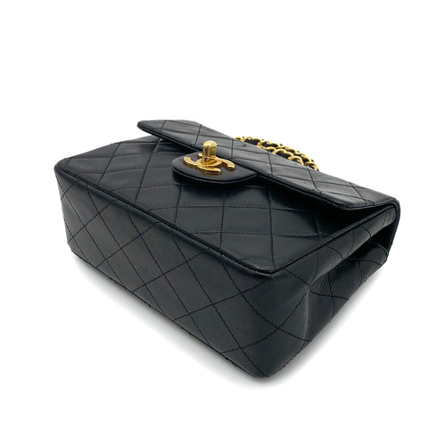 CHANEL VINTAGE MINI SQUARE 17 CHAIN SHOULDER BAG BLACK LAMB SKIN 90258114 - PURPOSE
