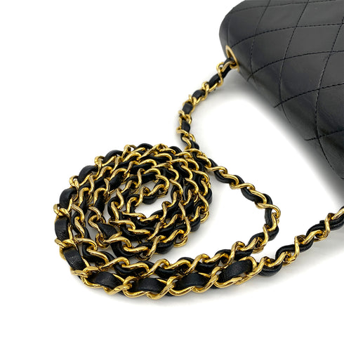 CHANEL VINTAGE MINI SQUARE 17 CHAIN SHOULDER BAG BLACK LAMB SKIN 90258114 - PURPOSE