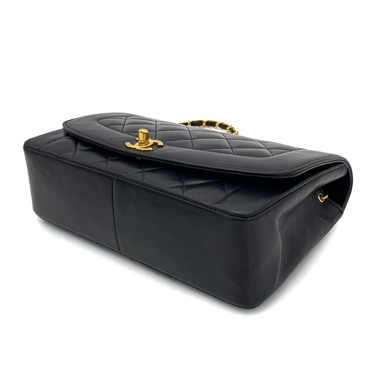 CHANEL VINTAGE DIANA MEDIUM CHAIN SHOULDER BAG BLACK LAMB SKIN 90258123