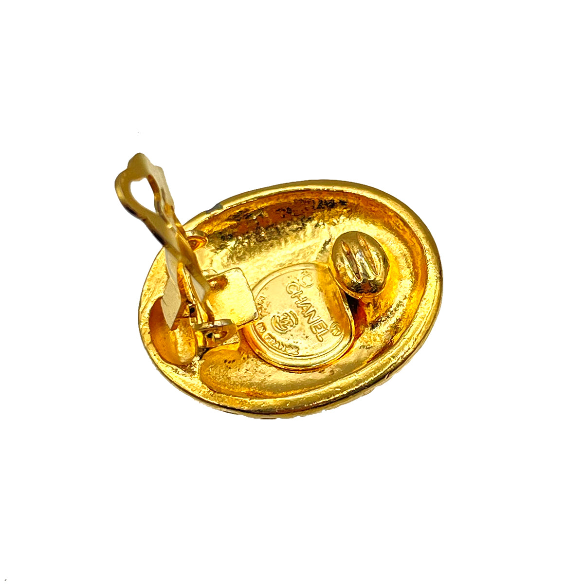 CHANEL VINTAGE EARRINGS MADEMOISELLE GOLD ACCESSORY 90258154