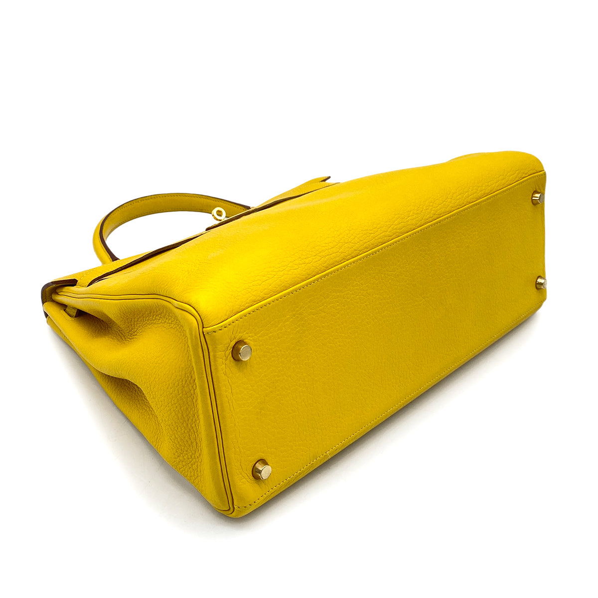 HERMES KELLY 35 RETOURNE JAUNE TAURILLON CLEMENCE HAND SHOULDER BAG □G 90258358