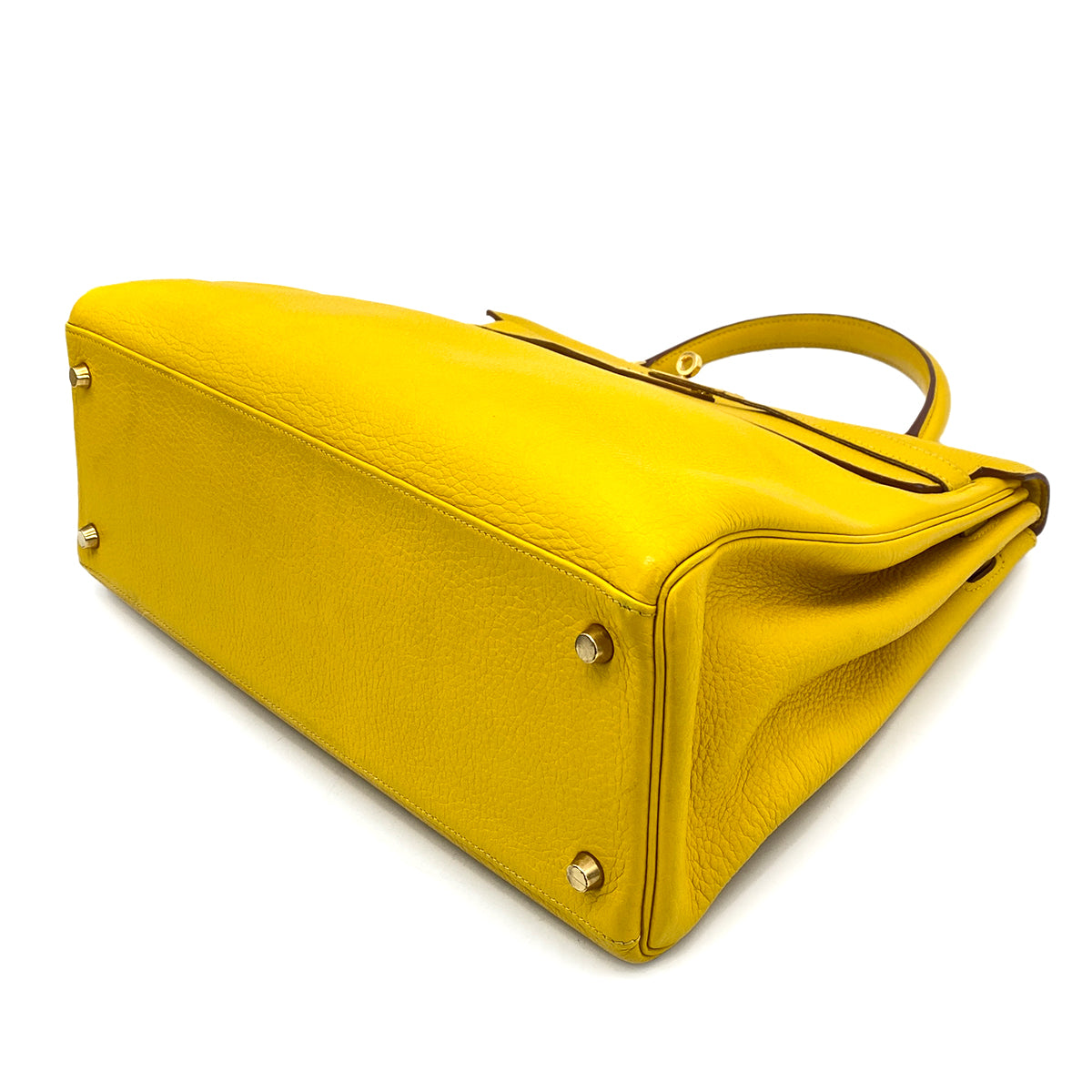 HERMES KELLY 35 RETOURNE JAUNE TAURILLON CLEMENCE HAND SHOULDER BAG □G 90258358