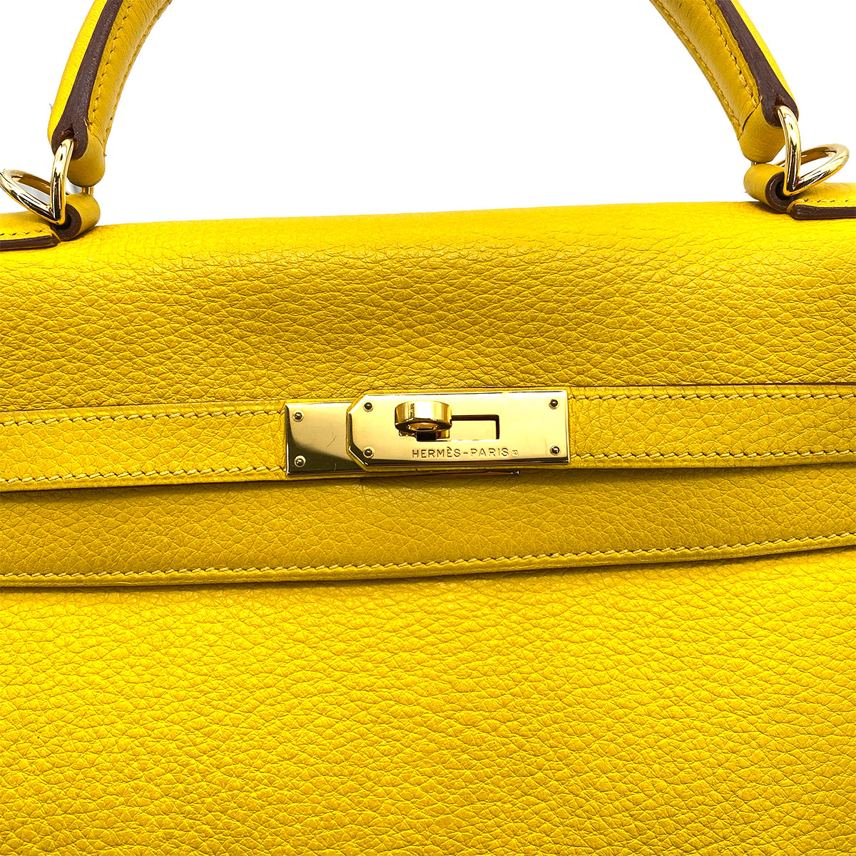 HERMES KELLY 35 RETOURNE JAUNE TAURILLON CLEMENCE HAND SHOULDER BAG □G 90258358