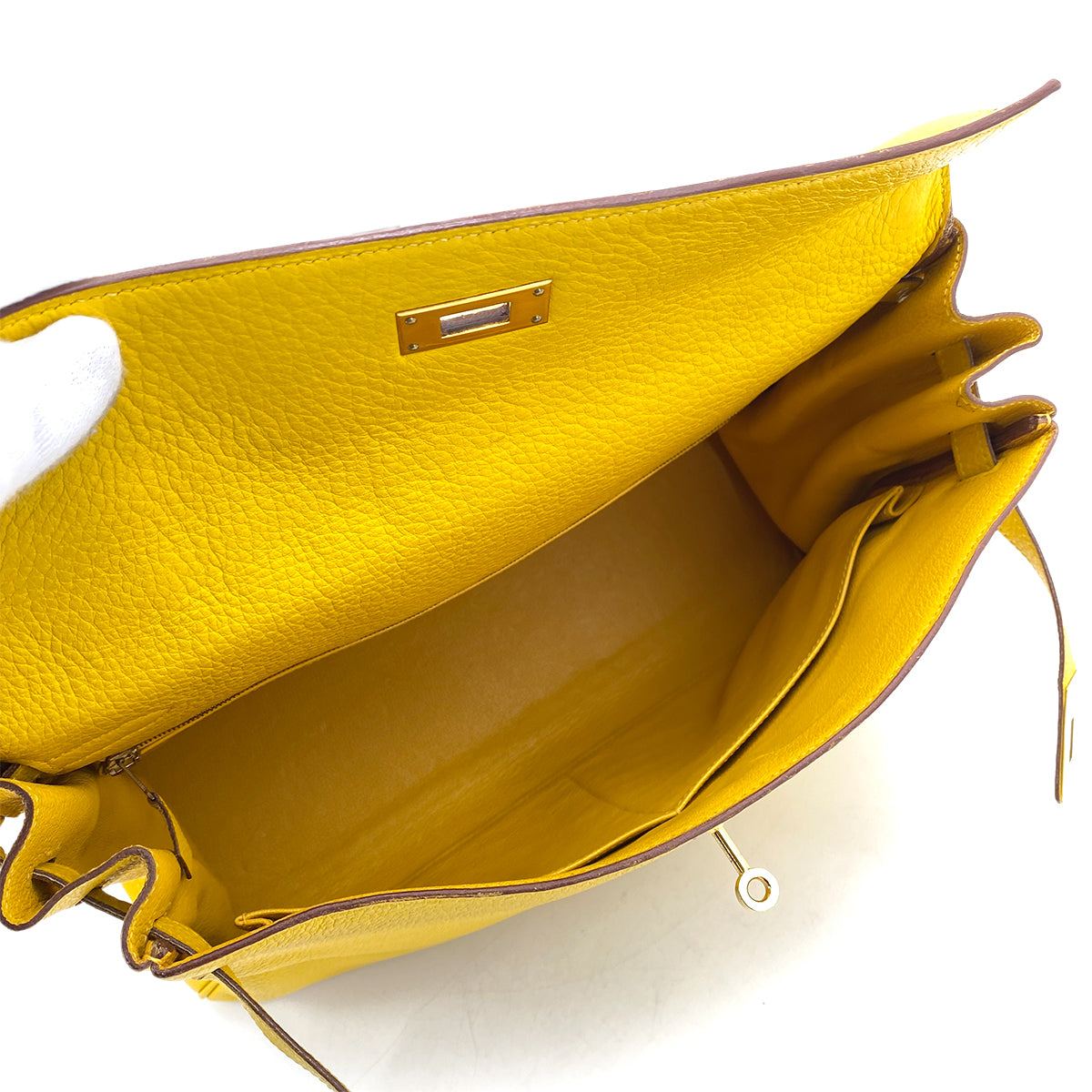 HERMES KELLY 35 RETOURNE JAUNE TAURILLON CLEMENCE HAND SHOULDER BAG □G 90258358