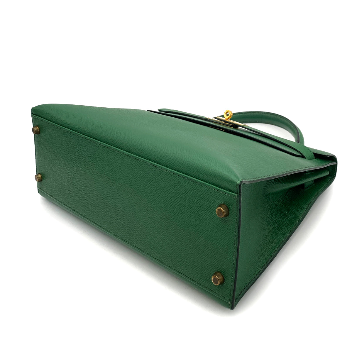 HERMES KELLY 32 SELLIER GREEN TYPE COUCHEVEL HAND SHOULDER BAG 〇U 90258362