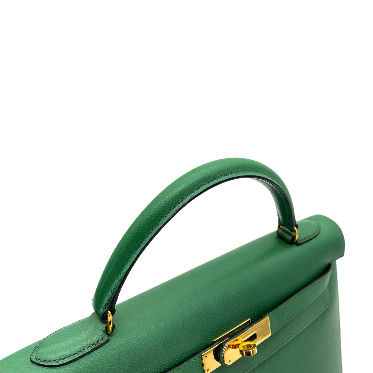 HERMES KELLY 32 SELLIER GREEN TYPE COUCHEVEL HAND SHOULDER BAG 〇U 90258362