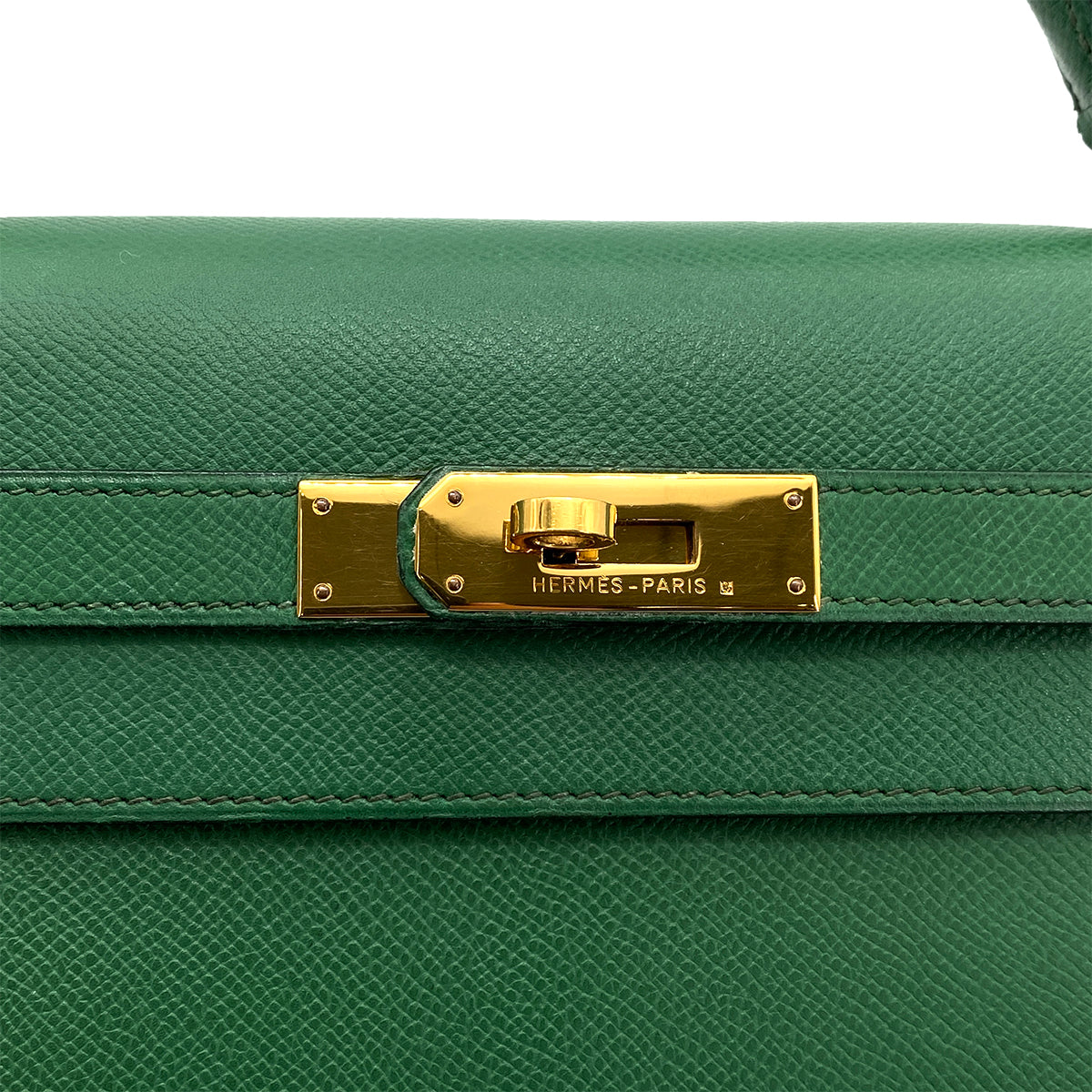 HERMES KELLY 32 SELLIER GREEN TYPE COUCHEVEL HAND SHOULDER BAG 〇U 90258362