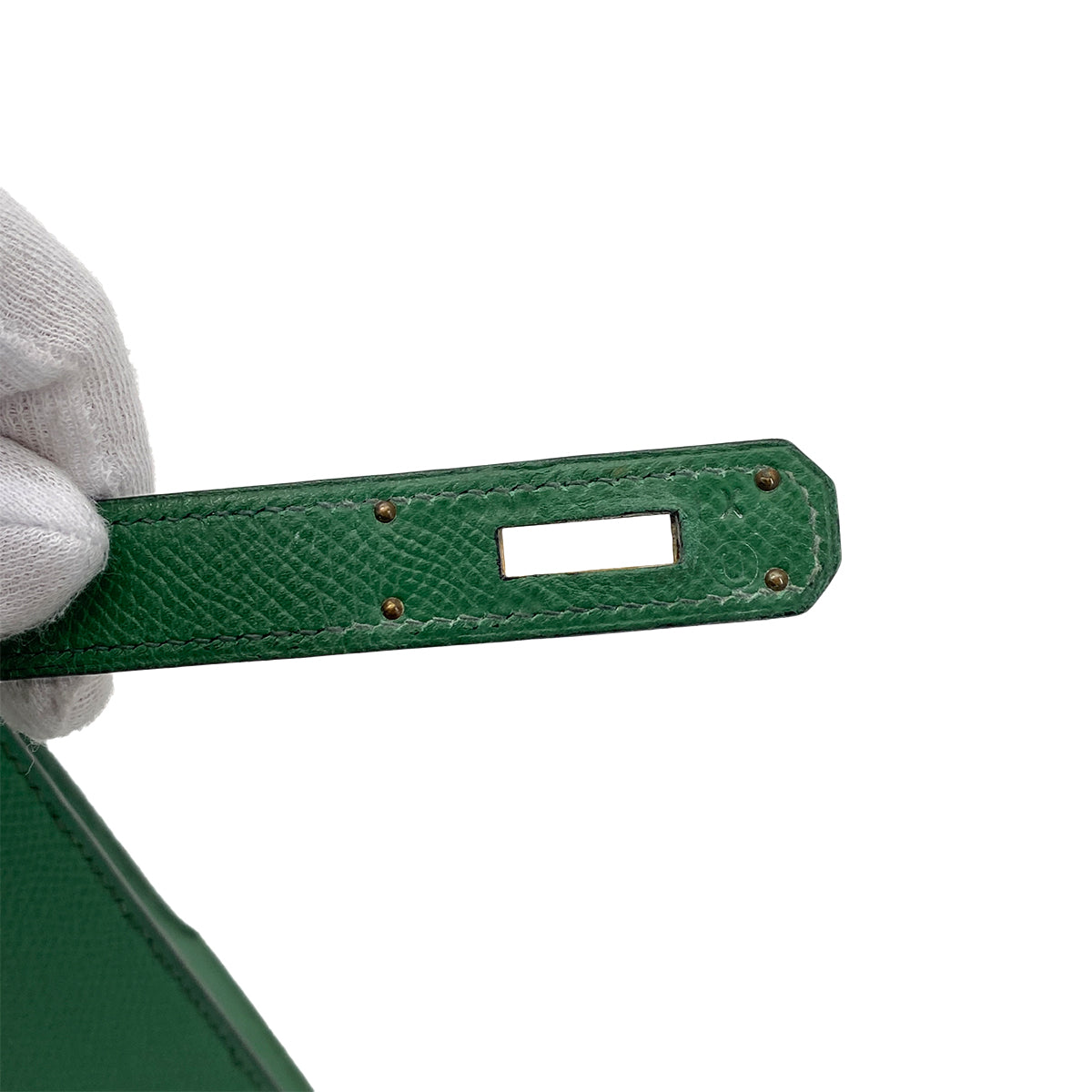 HERMES KELLY 32 SELLIER GREEN TYPE COUCHEVEL HAND SHOULDER BAG 〇U 90258362