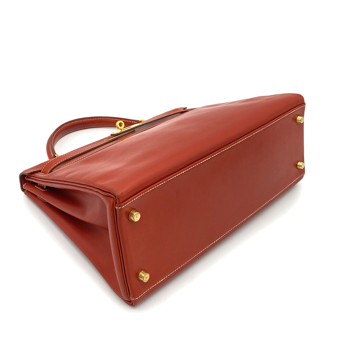 HERMES KELLY 32 RETOURNE BRICK BOXCALF HAND SHOULDER BAG 〇Y GHW 90258366