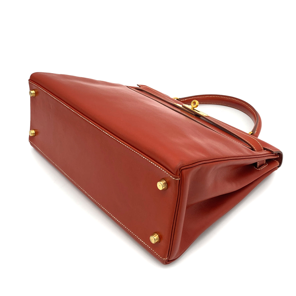 HERMES KELLY 32 RETOURNE BRICK BOXCALF HAND SHOULDER BAG 〇Y GHW 90258366