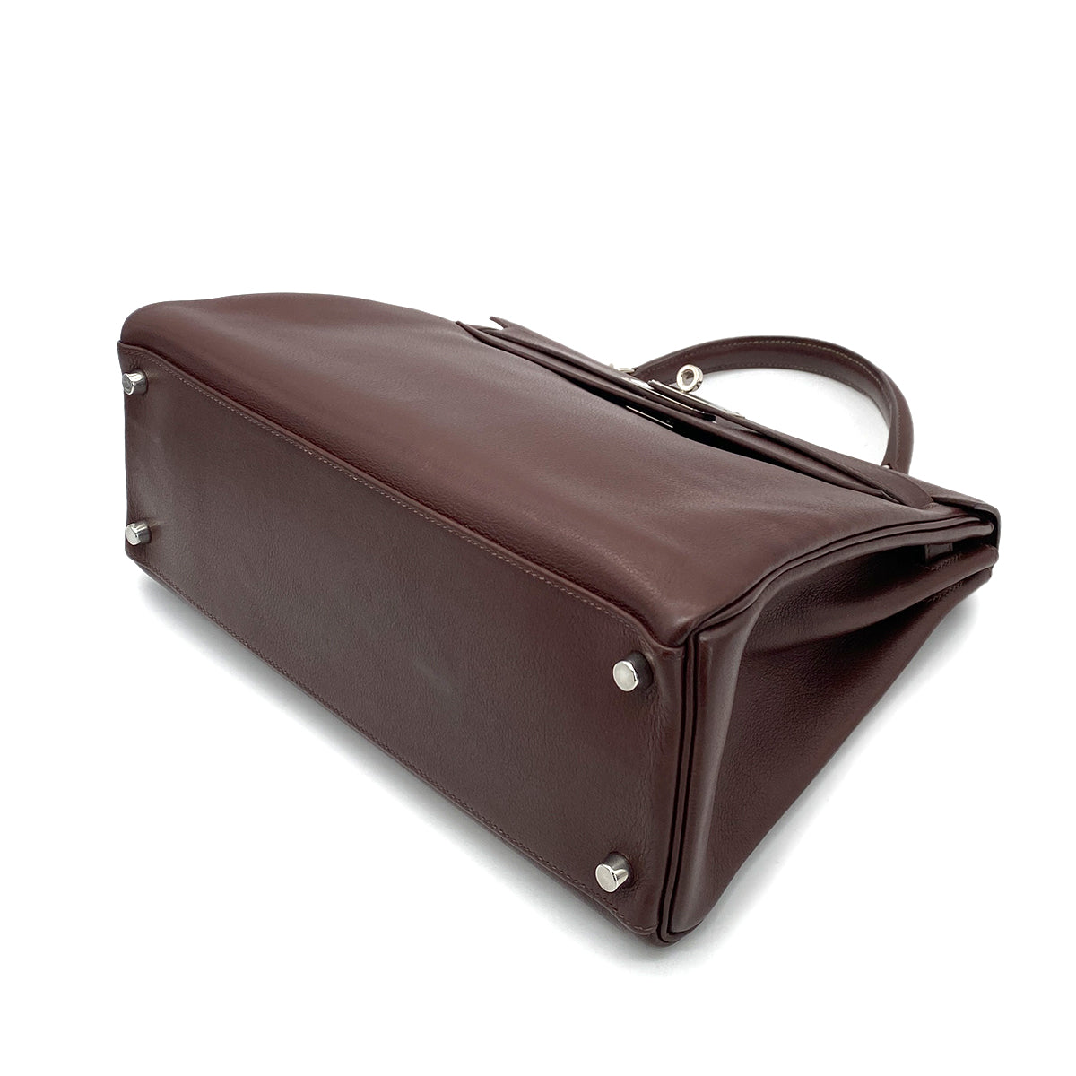 HERMES KELLY 32 RETOURNE BROWN TYPE VEAU GRAINE HAND SHOULDER BAG □J 90258463