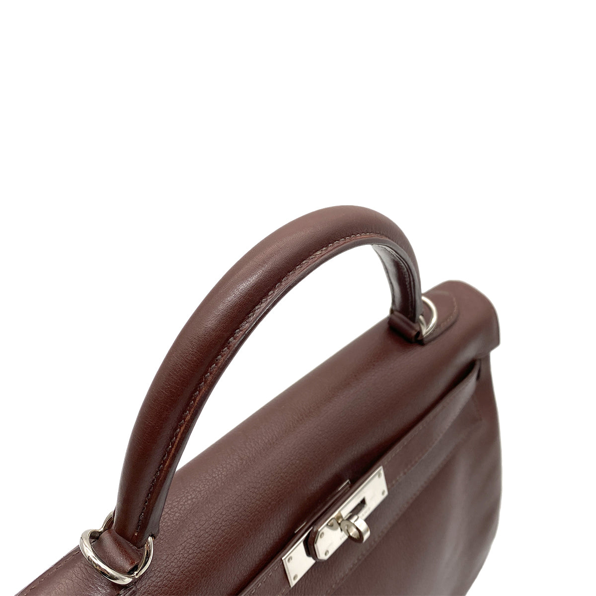 HERMES KELLY 32 RETOURNE BROWN TYPE VEAU GRAINE HAND SHOULDER BAG □J 90258463