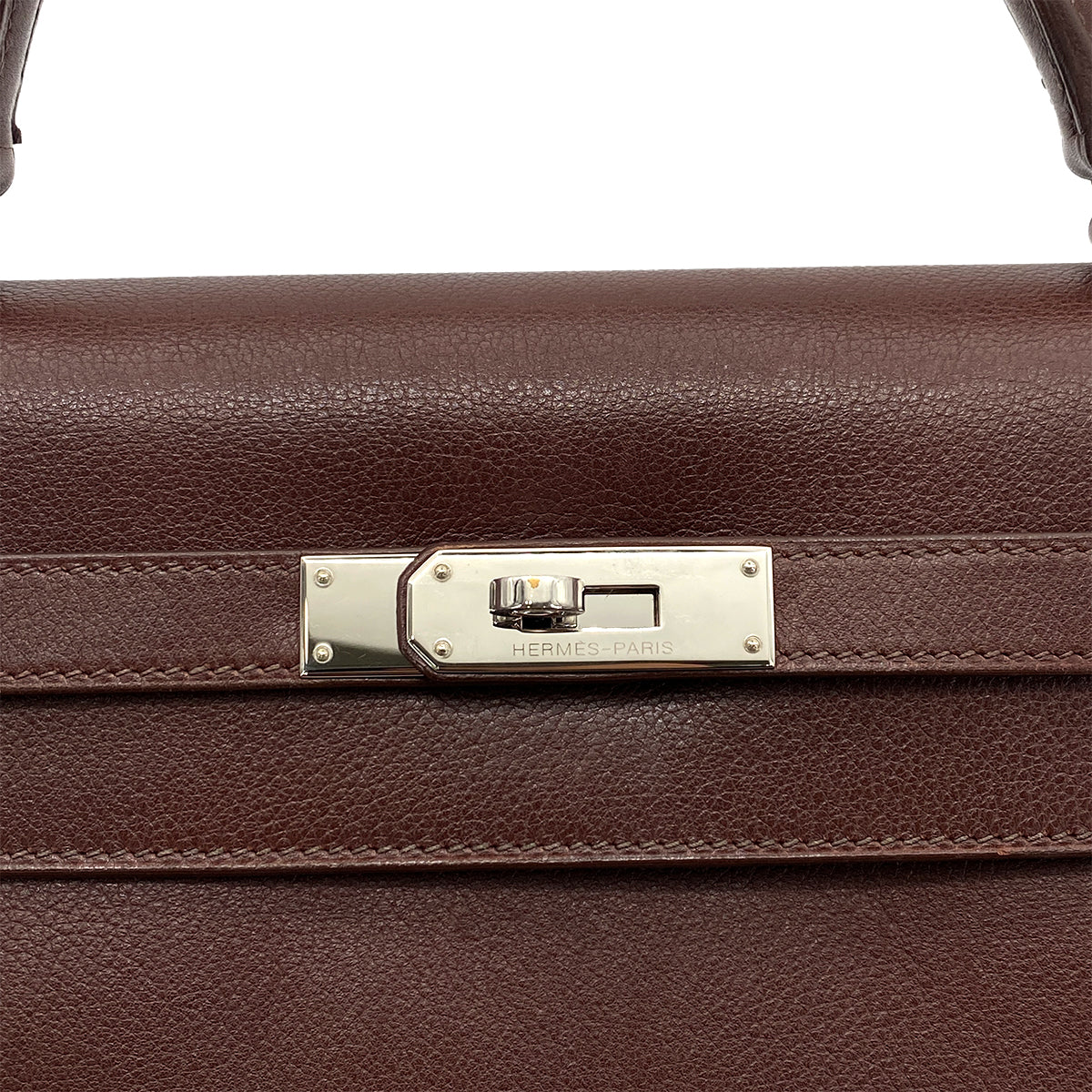 HERMES KELLY 32 RETOURNE BROWN TYPE VEAU GRAINE HAND SHOULDER BAG □J 90258463