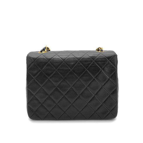 CHANEL VINTAGE MINI SQUARE 20 CHAIN SHOULDER BAG BLACK LAMB SKIN 90258470 - PURPOSE