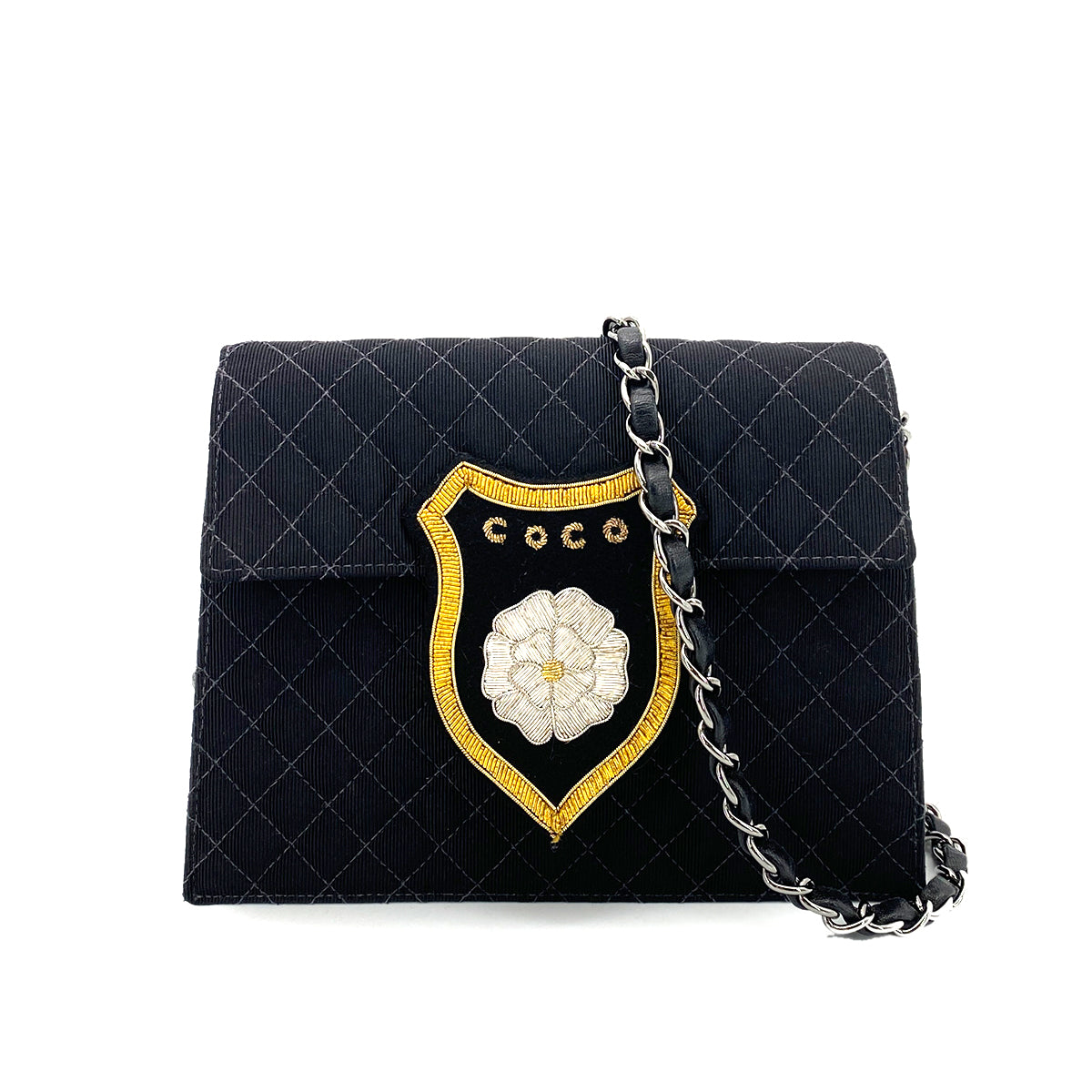 CHANEL VINTAGE MINI CRUISE LINE 2018 CHAIN SHOULDER BAG BLACK CANVAS 90258475