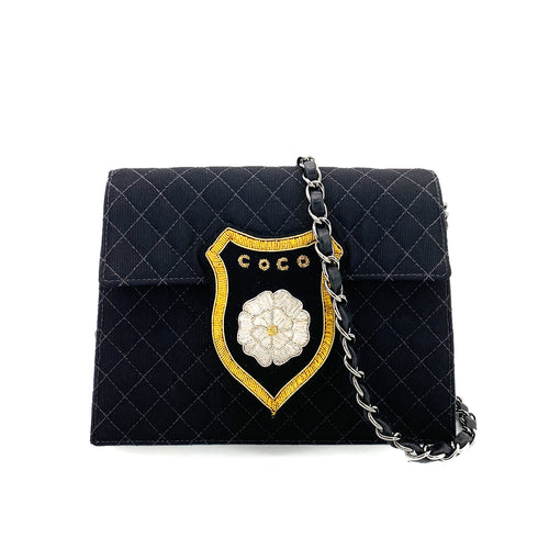 CHANEL VINTAGE MINI CRUISE LINE 2018 CHAIN SHOULDER BAG BLACK CANVAS 90258475 - PURPOSE