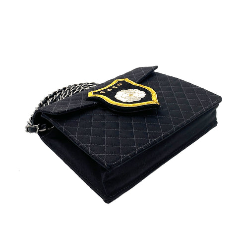 CHANEL VINTAGE MINI CRUISE LINE 2018 CHAIN SHOULDER BAG BLACK CANVAS 90258475 - PURPOSE
