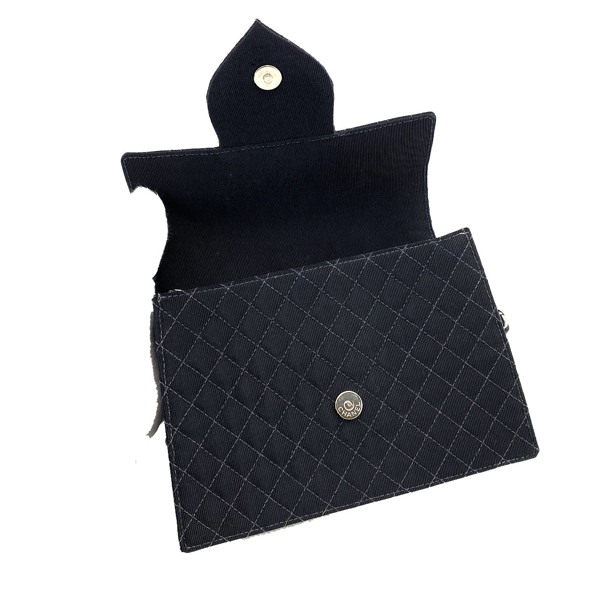 CHANEL VINTAGE MINI CRUISE LINE 2018 CHAIN SHOULDER BAG BLACK CANVAS 90258475