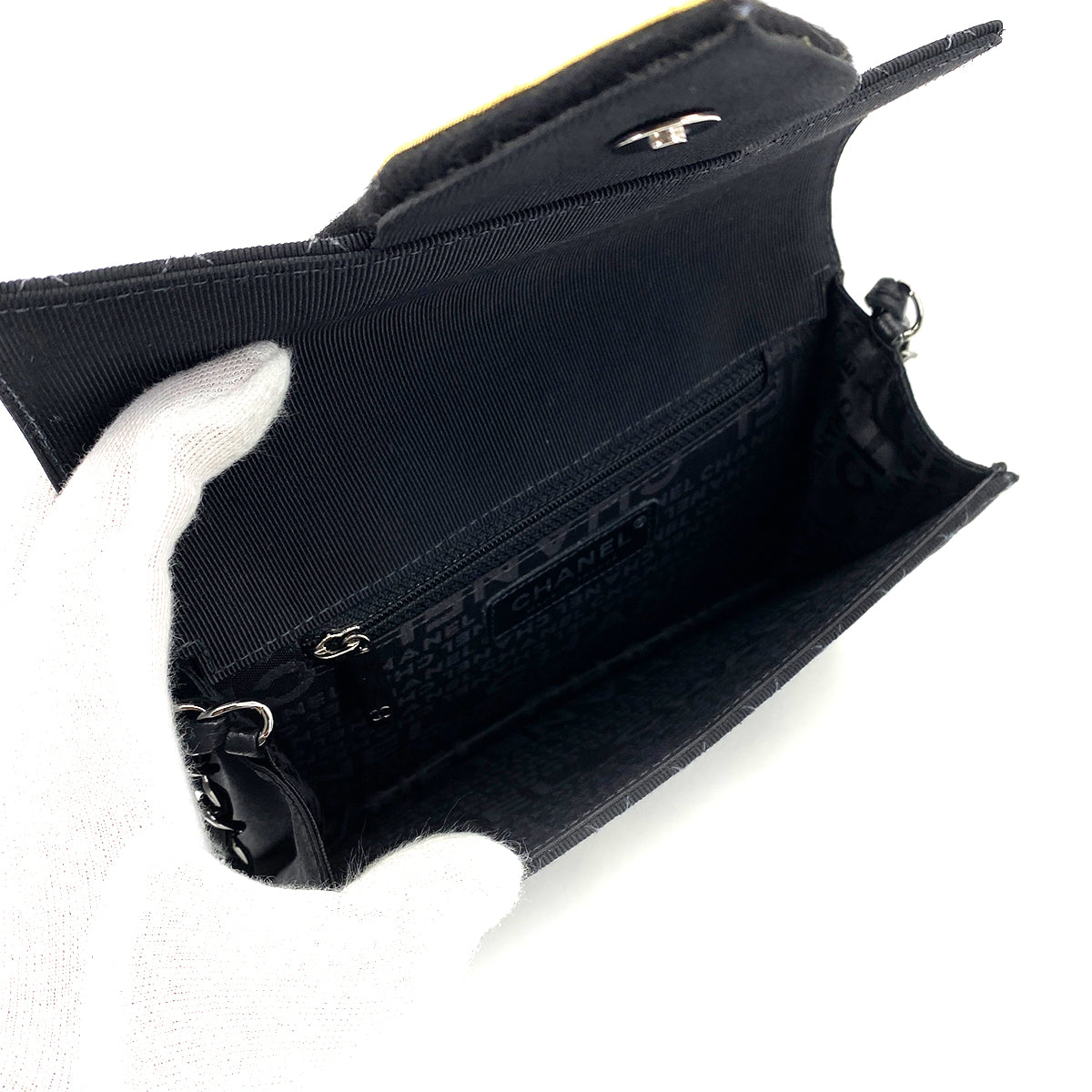 CHANEL VINTAGE MINI CRUISE LINE 2018 CHAIN SHOULDER BAG BLACK CANVAS 90258475