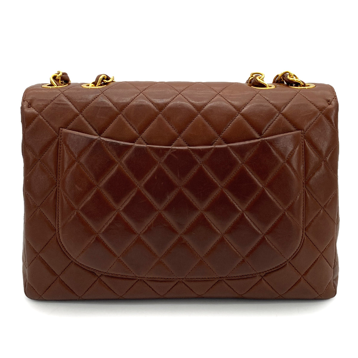 CHANEL VINTAGE JUMBO MATELASSE 30 CHAIN SHOULDER BAG BROWN LAMB SKIN 90258479