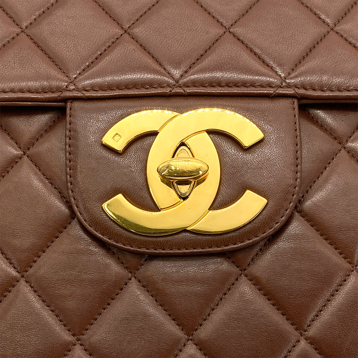 CHANEL VINTAGE JUMBO MATELASSE 30 CHAIN SHOULDER BAG BROWN LAMB SKIN 90258479