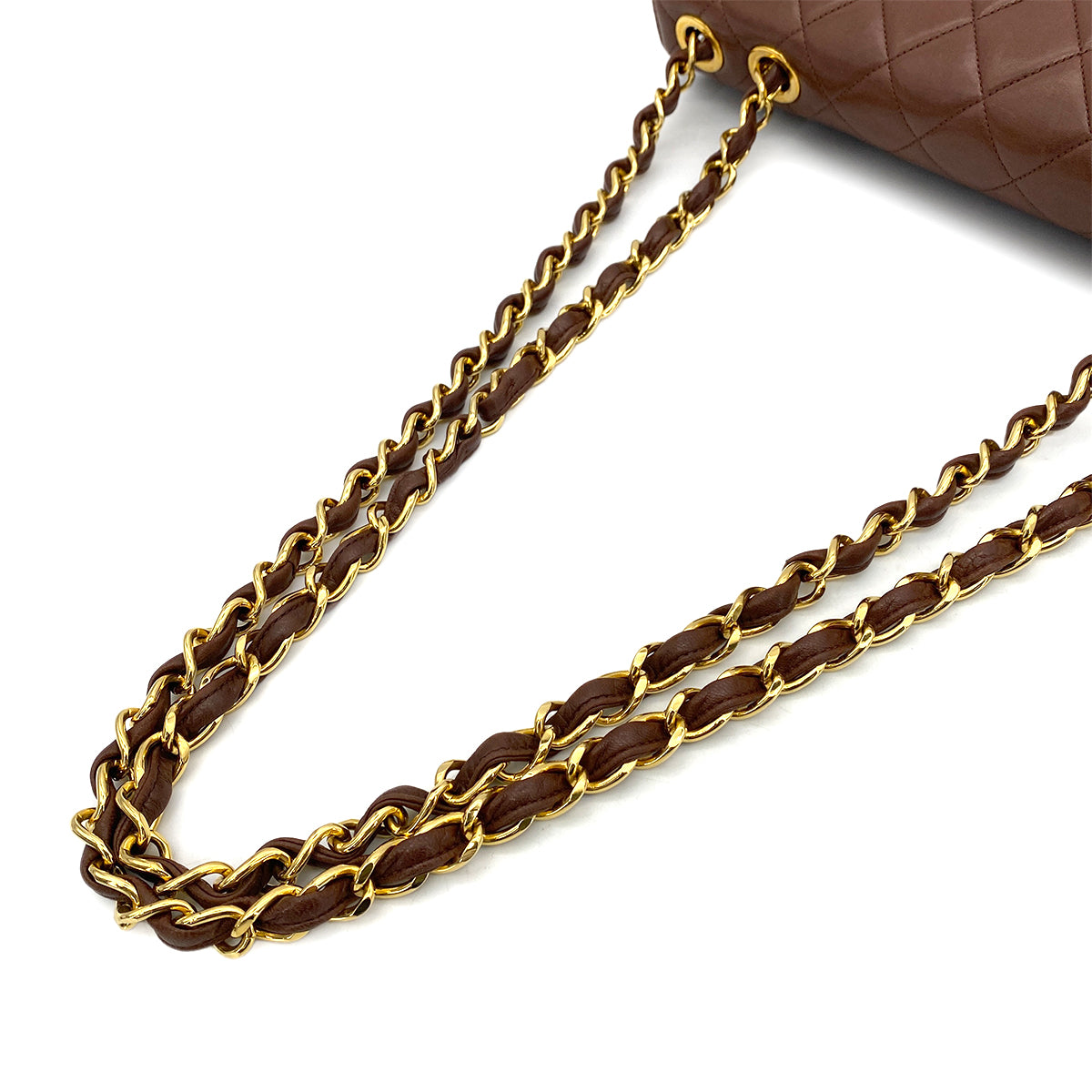 CHANEL VINTAGE JUMBO MATELASSE 30 CHAIN SHOULDER BAG BROWN LAMB SKIN 90258479