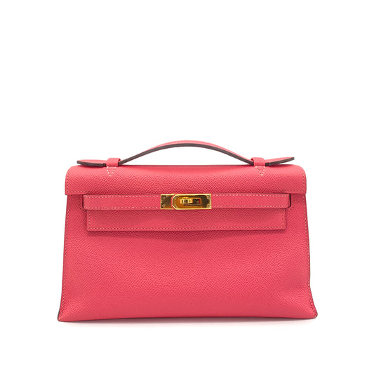 HERMES POCHETTE KELLY SELLIER ROSE AZALEE EPSOM HAND BAG B GHW 90258482