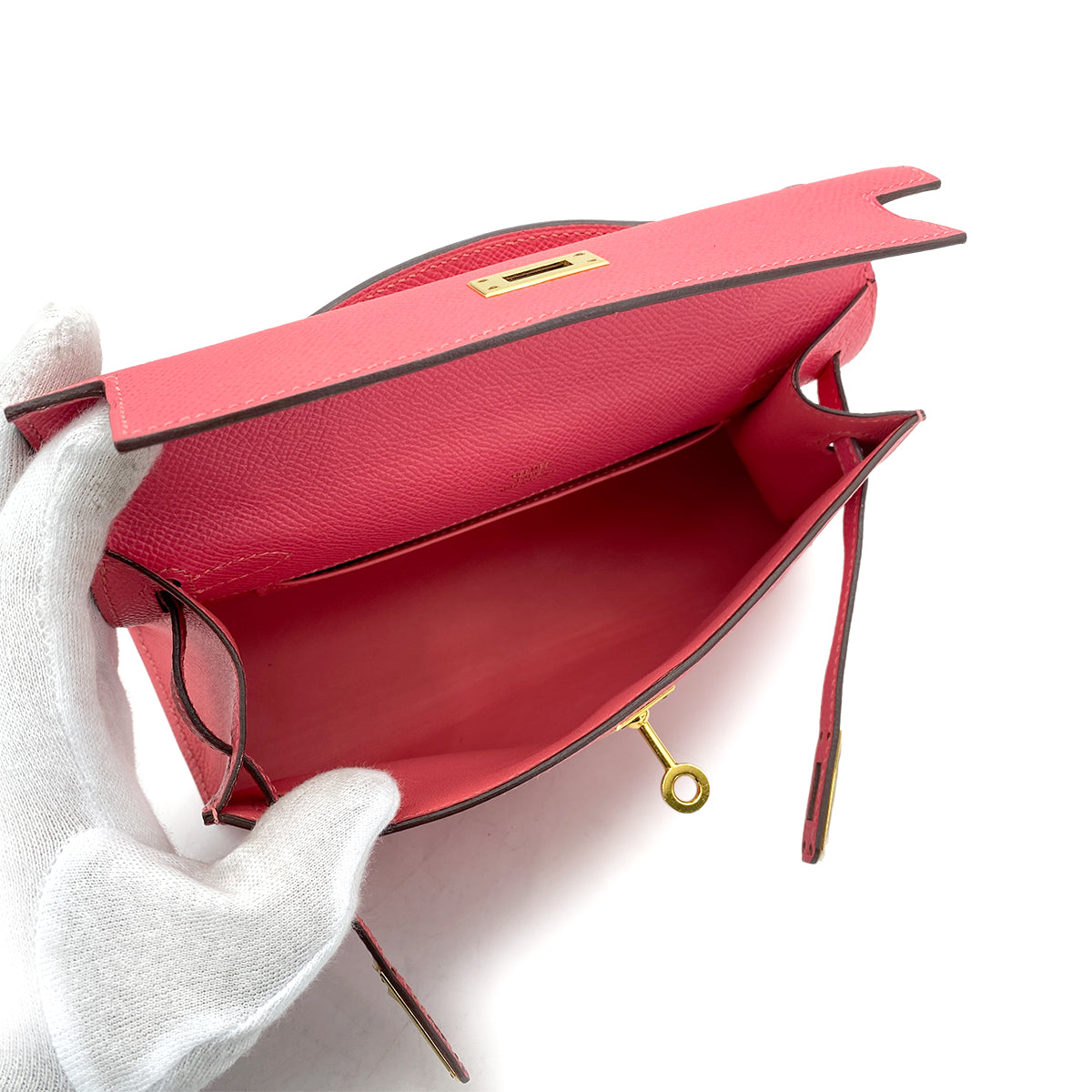HERMES POCHETTE KELLY SELLIER ROSE AZALEE EPSOM HAND BAG B GHW 90258482