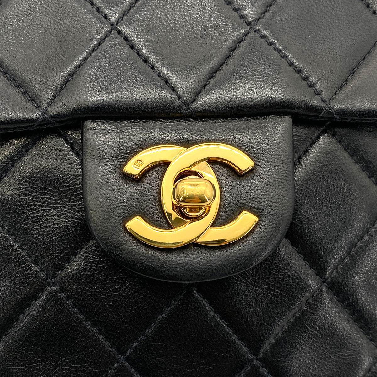 CHANEL VINTAGE MINI SQUARE 17 CHAIN SHOULDER BAG BLACK LAMB SKIN 90258487