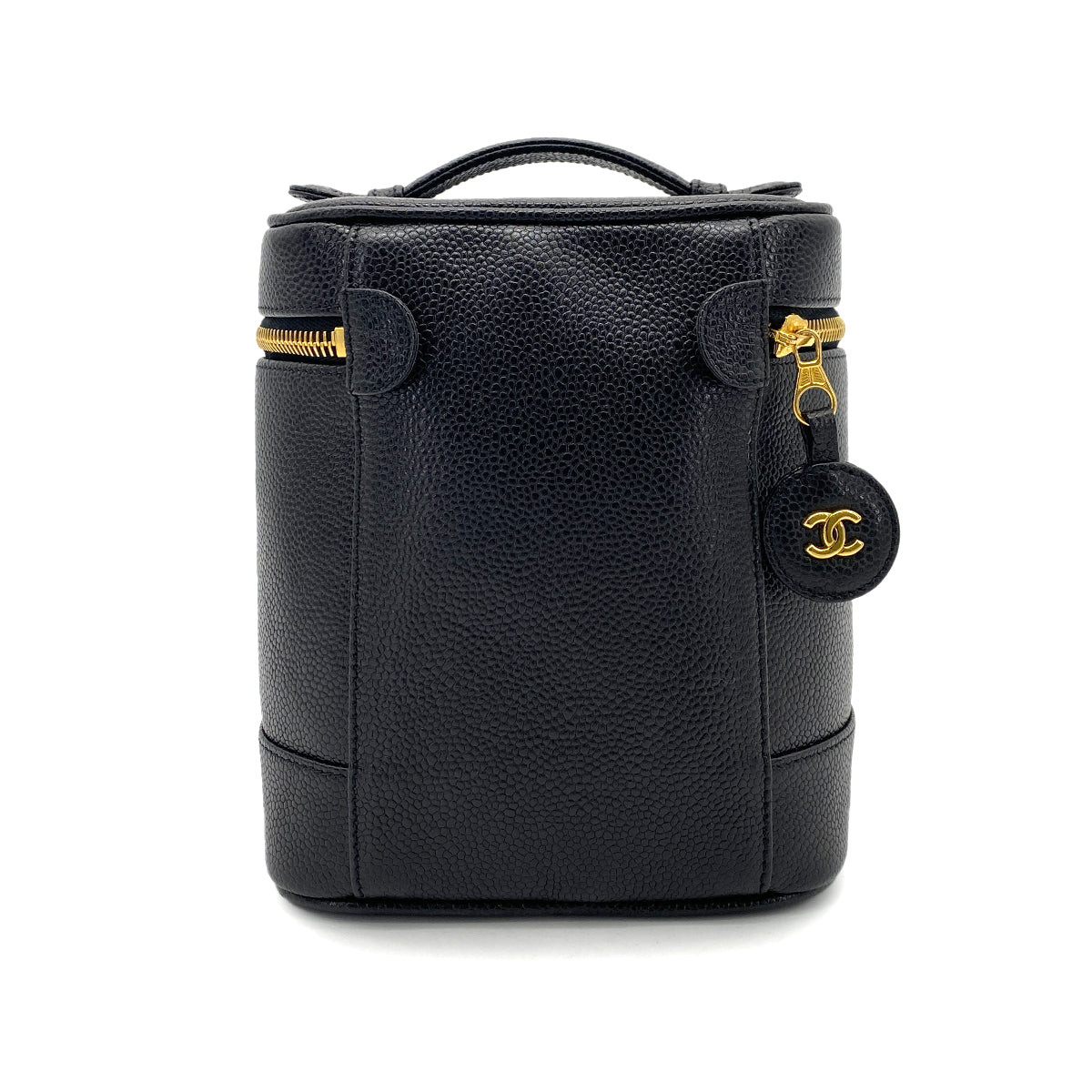 CHANEL VINTAGE VANITY HAND BAG BLACK CAVIAR SKIN 90258494