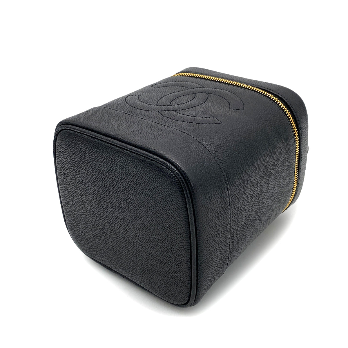 CHANEL VINTAGE VANITY HAND BAG BLACK CAVIAR SKIN 90258494