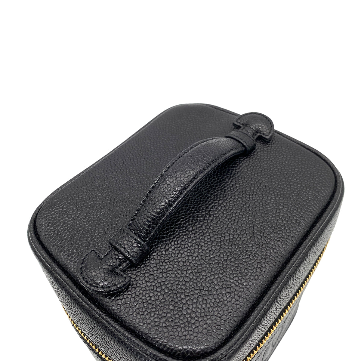 CHANEL VINTAGE VANITY HAND BAG BLACK CAVIAR SKIN 90258494