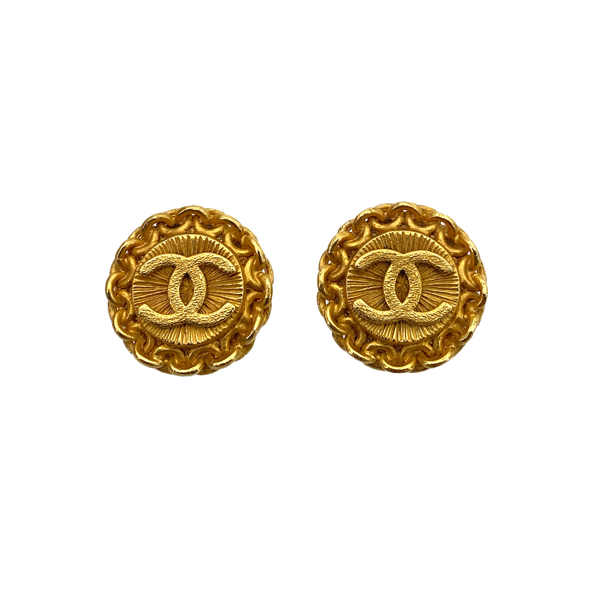 CHANEL VINTAGE EARRINGS ROUND COCOMARK ACCESSORY 96A 90258498