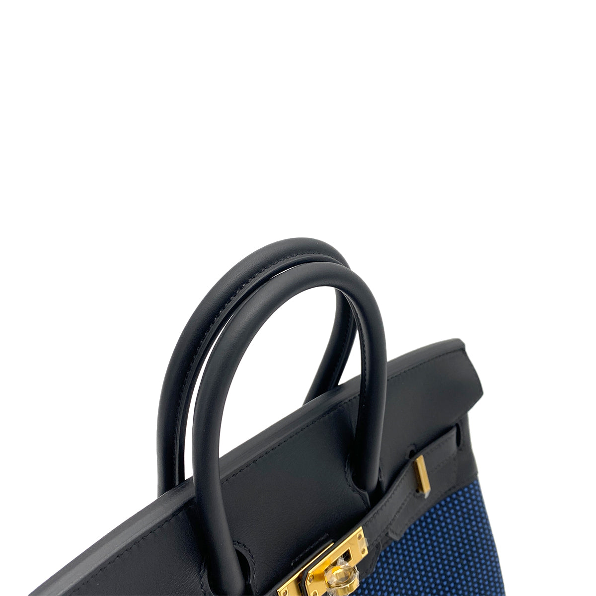 HERMES BIRKIN 25 NOIR NAVY TOILE QUADRILLE SWIFT HAND BAG W GHW 90258510